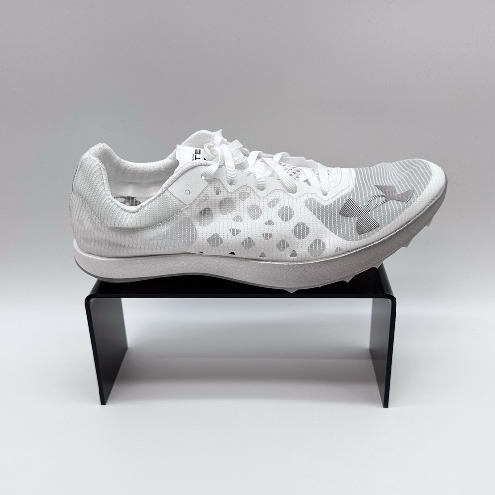 Size 10M, 11.5W- Under Armour Shakedown Elite 2 Racing Halo Grey/ Metallic White